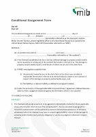 Page 1: Conditional Assignment form - MIB · PDF fileConditional Assignment form Version 9 .0 18 August 2017 Page 2 of 3 Public Domain If MIB make an interim payment on account in respect